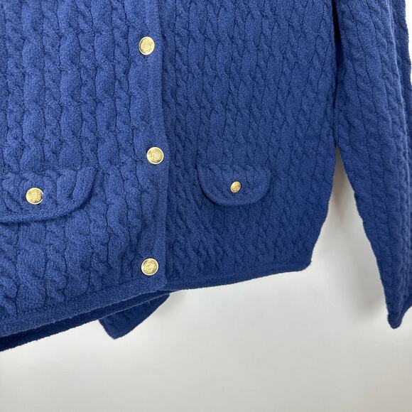 J.Crew Odette Cable Knit Sweater Lady Jacket Cotton Blend Boucle Blue XL NWT - Picture 10 of 14